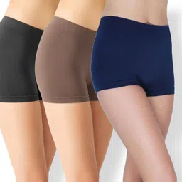 showstopperhub Pack of 3 Solid Women Multicolor Boxer Shorts-picture-12