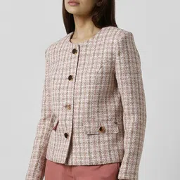 van heusen Women Checkered Single Breasted Casual Blazer image 4