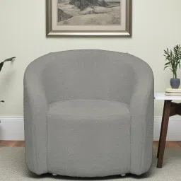 casacraft from pepperfry Ramee Boucle Fabric 1 Seater Sofa in Grey Colour image 1