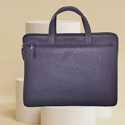 OLIVE MIST Unisex Blue Textured Leather Laptop Bag-picture-36