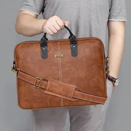 LOREM Men Textured 16 Inch Laptop Bag image 3