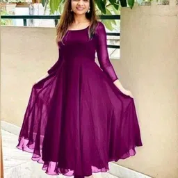 tadkeshvar Women Fit and Flare Purple Maxi/Full Length Dress-picture-14