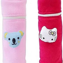 lala maneet Soft Plush Baby Bottle Cover for Feeders Set of 2 Zipper Closer Cute Animated-picture-21