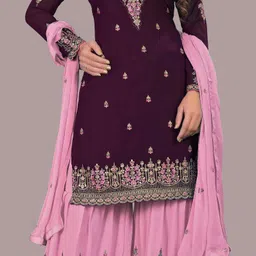 divine international trading co Unstitched Georgette Salwar Suit Material Embroidered-picture-21