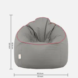 mintwud from pepperfry Classic Muddha XXXL Leatherette Bean Bag with Beans in Grey Colour image 2