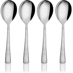shri & sam Impressa Hammered Desert Soup Spoon Stainless Steel Cutlery Set-picture-24