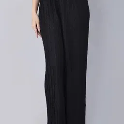 highstyles Pack of 2 Women Relaxed Maroon, Black Lycra Blend Trousers image 2