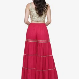 tnq Women Flared Pink Viscose Rayon Trousers image 2