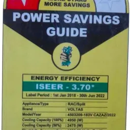 voltas 1.5 Ton 3 Star Split Inverter adjustible AC- White image 3