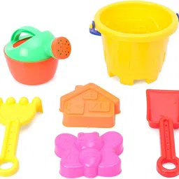 zokato Beach Toys Set for Kids 6 Pcs Plastic Bucket Animal Mold Beach set image 2
