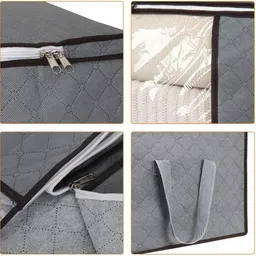 tazomi 90L Foldable Clothes Storage Organizer Bags with Large Clear Window for Clothes Storage Box image 3