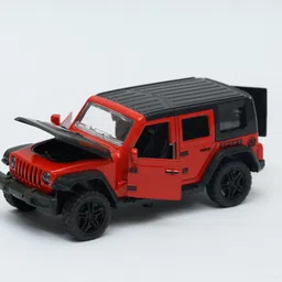 yuven Red Die-Cast Toy Car with Lights, Metal Body, Openable Doors & Pull Back image 2