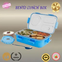 moira international Compartment -3 Sealed Leak Proof Stainless Steel For Kid's & Adult_K593 3 Containers Lunch Box-picture-35