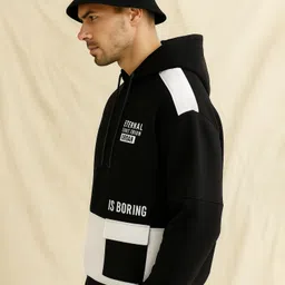 jump cuts Men Full Sleeve Printed Hooded Sweatshirt image 2