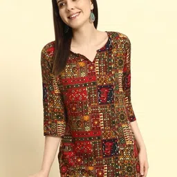 Women Printed Viscose Rayon Straight Kurta-image-90