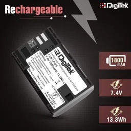 digitek LP-E6 Lithium-ion Rechargeablefor Canon DSLR CameraBattery image 3