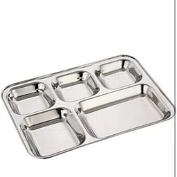 habbib Stainless Steel Divided Dinner Plate, , Bhojan THAAL WEIGHT -500 GRAMS EACH Sectioned Plate image 3