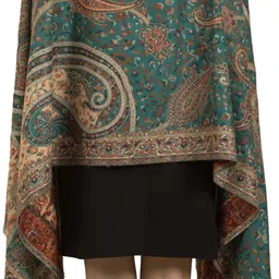 shal-é-pashm Woven Polyester Women Light Green, Beige Stole image 3