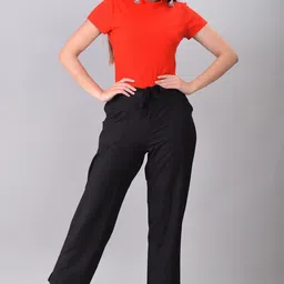 heaven art Women Regular Fit Black Cotton Blend Trousers image 3