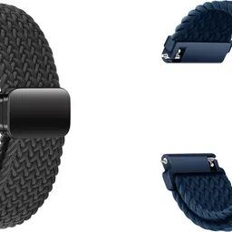 ACM WSM26N22BKBL1027 Pack of 2 Watch Strap Woven Braided Magnetic 22mm for Armani Exchange Drexler Axt2006 Smartwatch (Black/Blue) Smart Watch Strap-picture-13