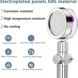 kavson - 360 TURBO Fan ABS High Pressure SILVER Hand Shower for Bathroom Handheld image 5