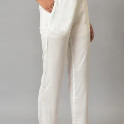 aurelia Women Regular Fit White Viscose Rayon Trousers image 4