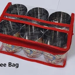 digideal (Pack of 6) Stainless Steel Handmade Meenakari Peacock Design Glass Set – 6pis Glass Set Water/Juice Glass image 5