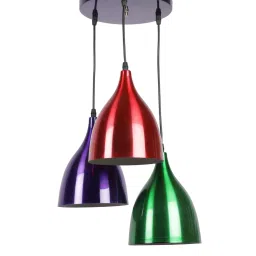 Multicolour Metal 3 Light Cluster Hanging Lamp By Foziq image 4
