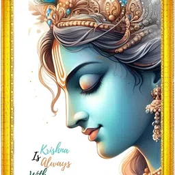 Radha Krishna Wall Frame Hindu God & Goddess Painting for Puja Room Digital Reprint 12 inch x 9 inch Painting-image-4