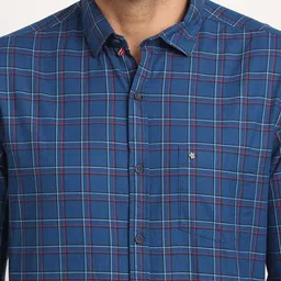 turtle Men Slim Fit Checkered Spread Collar Formal Shirt image 5