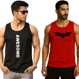 elite emporium apparel Pack of 2 Men's Black and Grey Batman Printed Vest / Ganji / sando Men Vest-picture-43