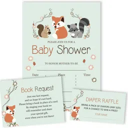inkdotpot Set Of 30 Invitations-Diaper Raffle Tickets And Baby Shower Book Request Cards Invitation Card image 1