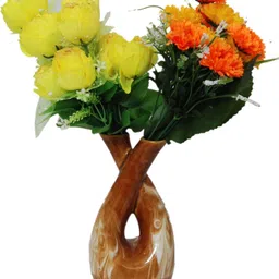 mushti MultiColor Ceramic Two Sides Open Flower Vase, Pot for Office Home Hotel Shop and Gift for Friends and Family Ceramic Vase image 2