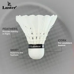 luster Badmintion Shuttle Cork, Feather Shuttle Cork Feather Shuttle - White image 4