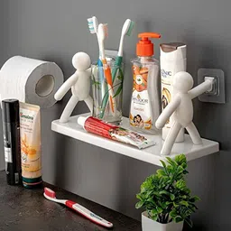 hxoset Plastic Wall Mounted Bathroom Shelves /Kitchen Shelf Bathroom Accessories for Home Decor Storage Basket-picture-14