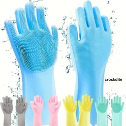 vidhisha electronic Durable Kitchen Rubber Gloves Wet and Dry Glove-picture-25