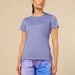 cult Women Solid Round Neck Polyester Purple T-Shirt image 4