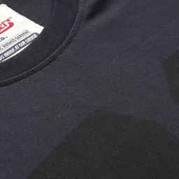 roadster Men Printed Round Neck Pure Cotton Dark Blue T-Shirt image 2