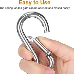abssports Heavy Duty Stainless Steel Carabiner Snap Hook for Outdoor Hiking, Gym Use. Locking Carabiner image 2