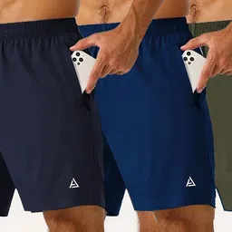 avolt Pack of 3 Solid Men Multicolor Sports Shorts, Gym Shorts, Basic Shorts, Regular Shorts, Running Shorts-picture-25