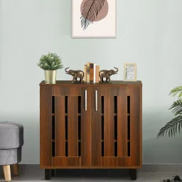 mintwud from pepperfry Tahara 2 Door Shoe Cabinet in Virola Wood Finish image 1