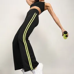 houseofcommon Women Striped Green Track Pants image 2