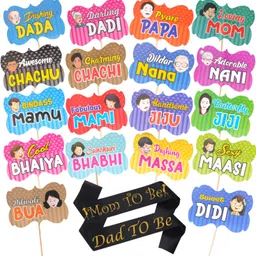 party decorz Baby Shower Party Props And Sash Set Of 20pcs(18pcs Props+2pcs Black Sash)-picture-22