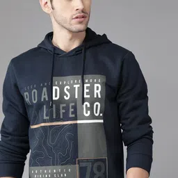 roadster Men Full Sleeve Printed Hooded Sweatshirt image 3