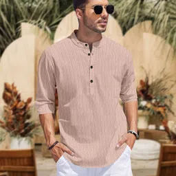 nofilter Men Solid Silk Blend Straight Kurta image 1
