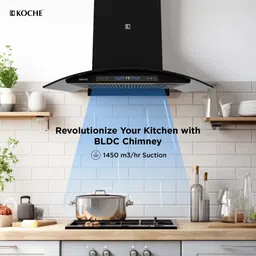 koche ENZO 75 CM BLDC Auto Clean Wall Mounted Black 1450 CMH Chimney image 3
