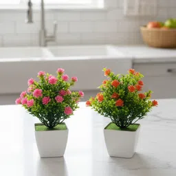 plantworld Decorative Artificial Plant with Flower Bonsai Wild Artificial Plant with Pot image 4