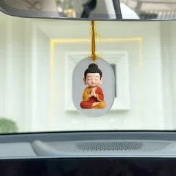 klaybox Cute Little Buddha Car Mirror Hanging | Double-Sided Acrylic | 6.3 x 4.5 cm Car Hanging Ornament-picture-33