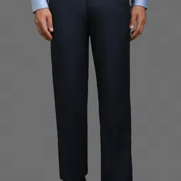 louis philippe Men Regular Fit Dark Blue Polycotton Trousers-picture-16