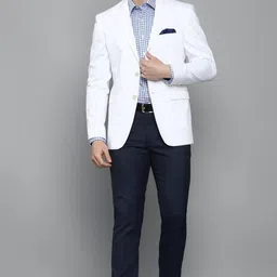 louis philippe Men Slim Fit Blue Viscose Rayon Trousers image 2